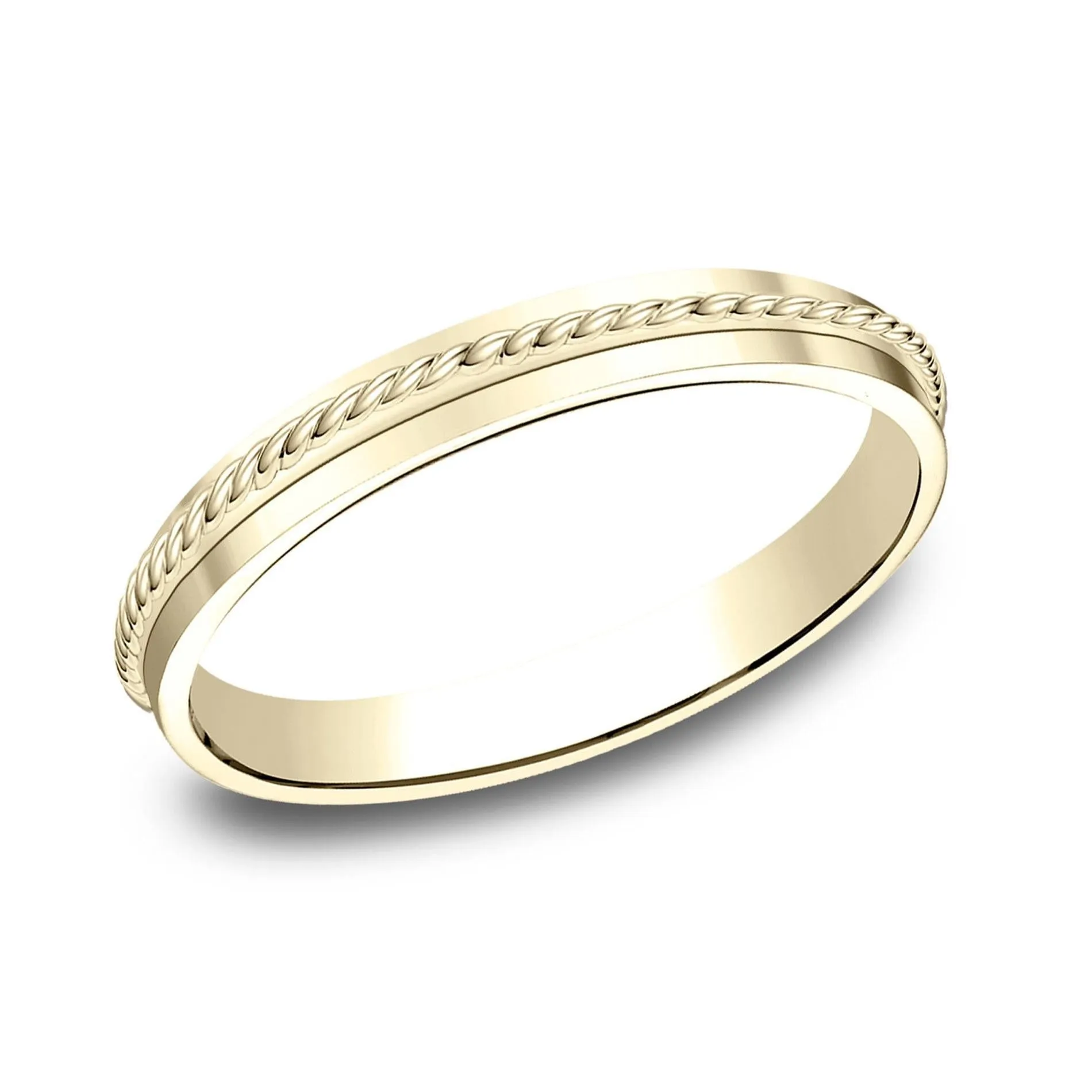 14k Yellow Gold 2mm Rope Center Band - Size 10.5