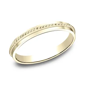 14k Yellow Gold 2mm Rope Center Band - Size 10.5
