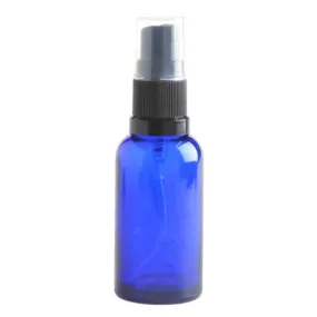 30ml Blue Glass Aromatherapy Bottle with Spritzer - Black (18/410)