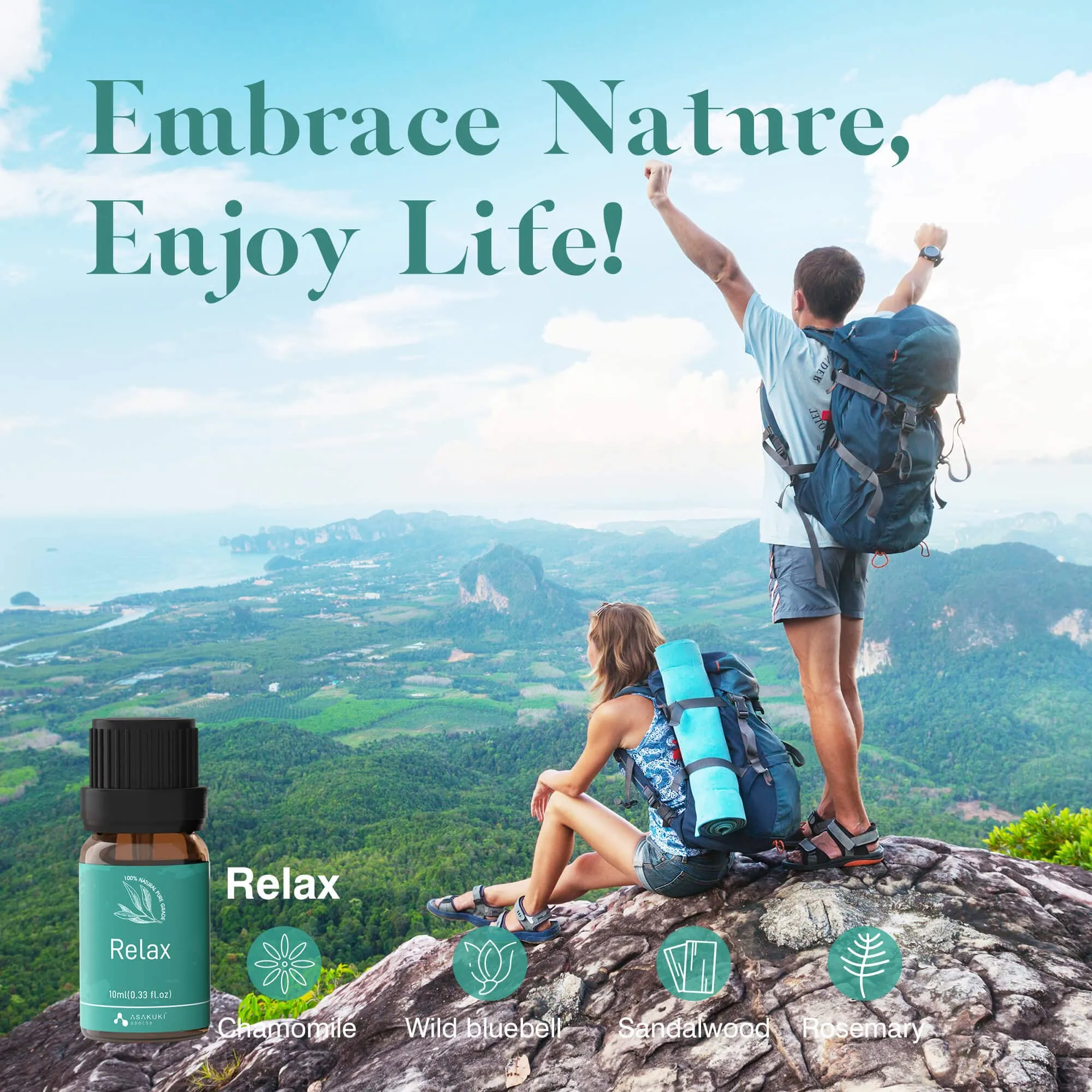 ASAKUKI Essential Oil Blends, Essential Oils Set for Diffusers for Home, Well-being Kit- Calming, Dreams, Breathe, Relaxing, Mood, Fresh Air Aromatherapy Oils for Humidifiers, Massage, 6x10ml