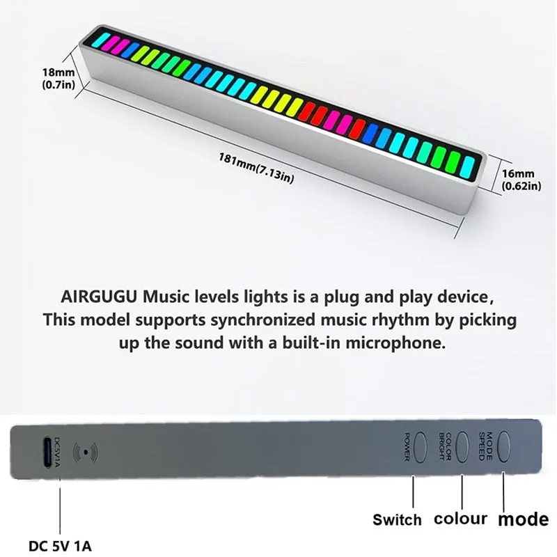 Auto Car Sound Control RGB Voice-Activated Music