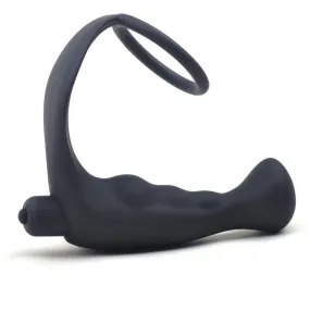 Black Anal Plug Vibrator with Cock Ring Combo