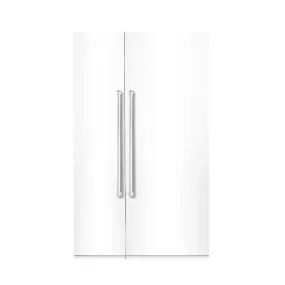 Bold 48 In. 25.2 CF TTL. Counter-Depth Built-In Side-By-Side Refrigerator in White with Chrome Handles