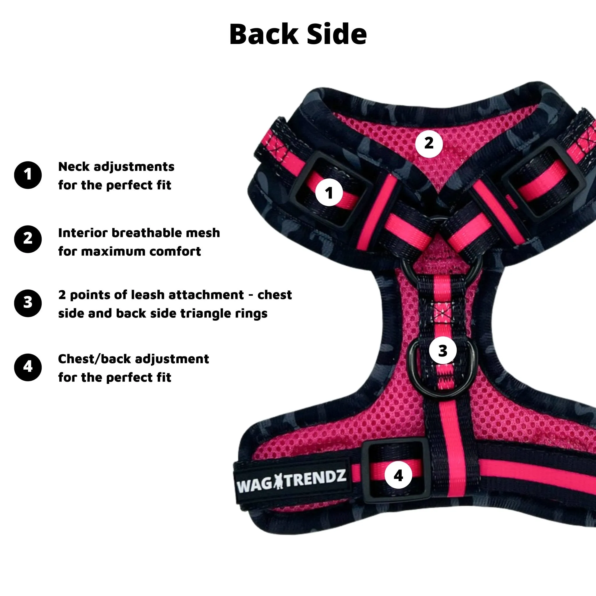 Dog Harness and Leash Set | Camo Chic (SHēk) Pink