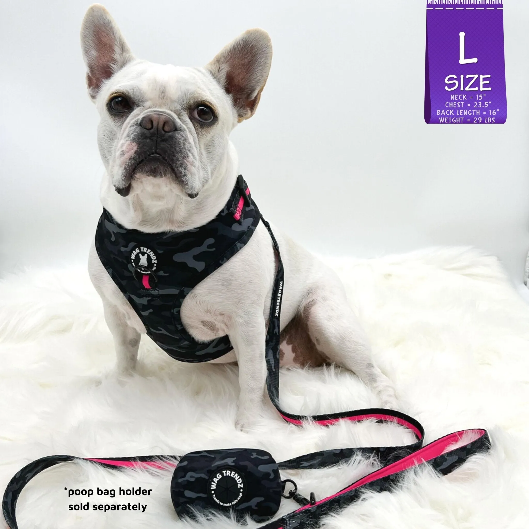 Dog Harness and Leash Set | Camo Chic (SHēk) Pink