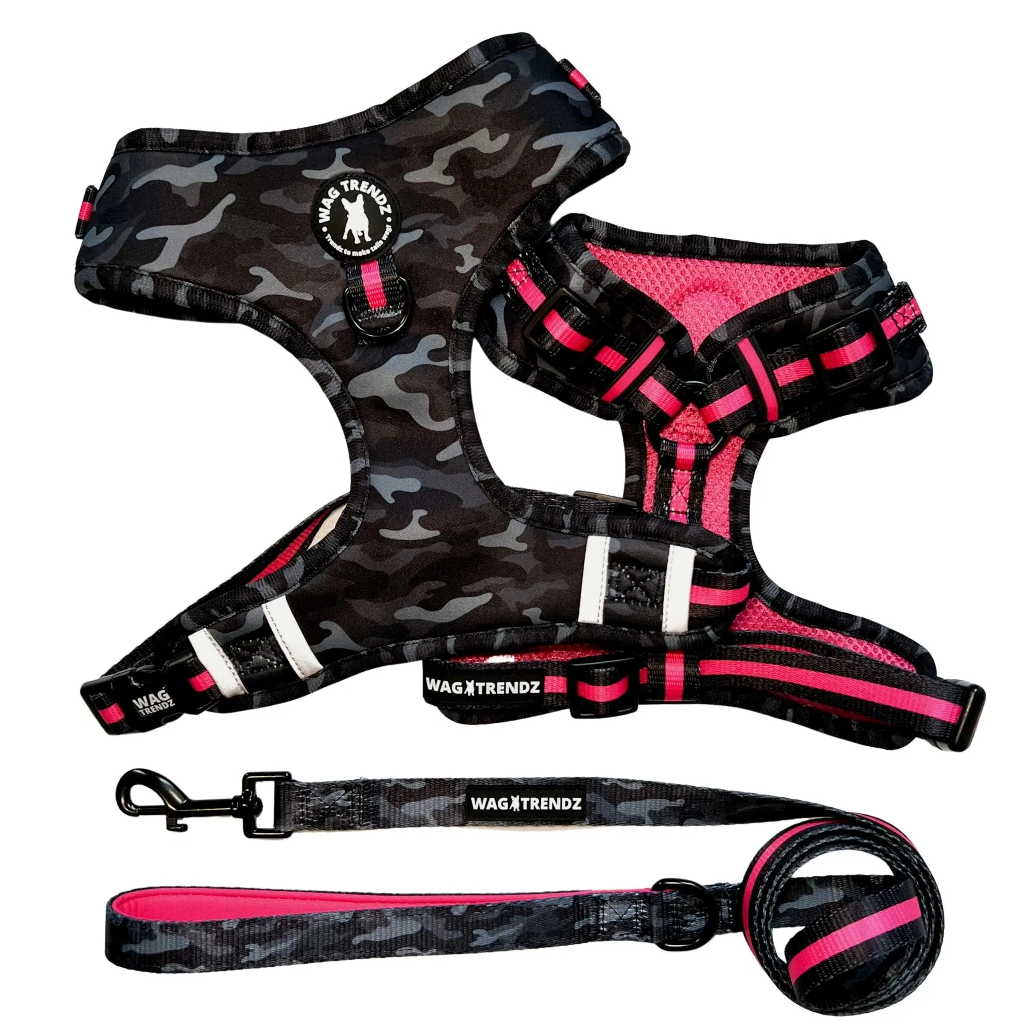 Dog Harness and Leash Set | Camo Chic (SHēk) Pink