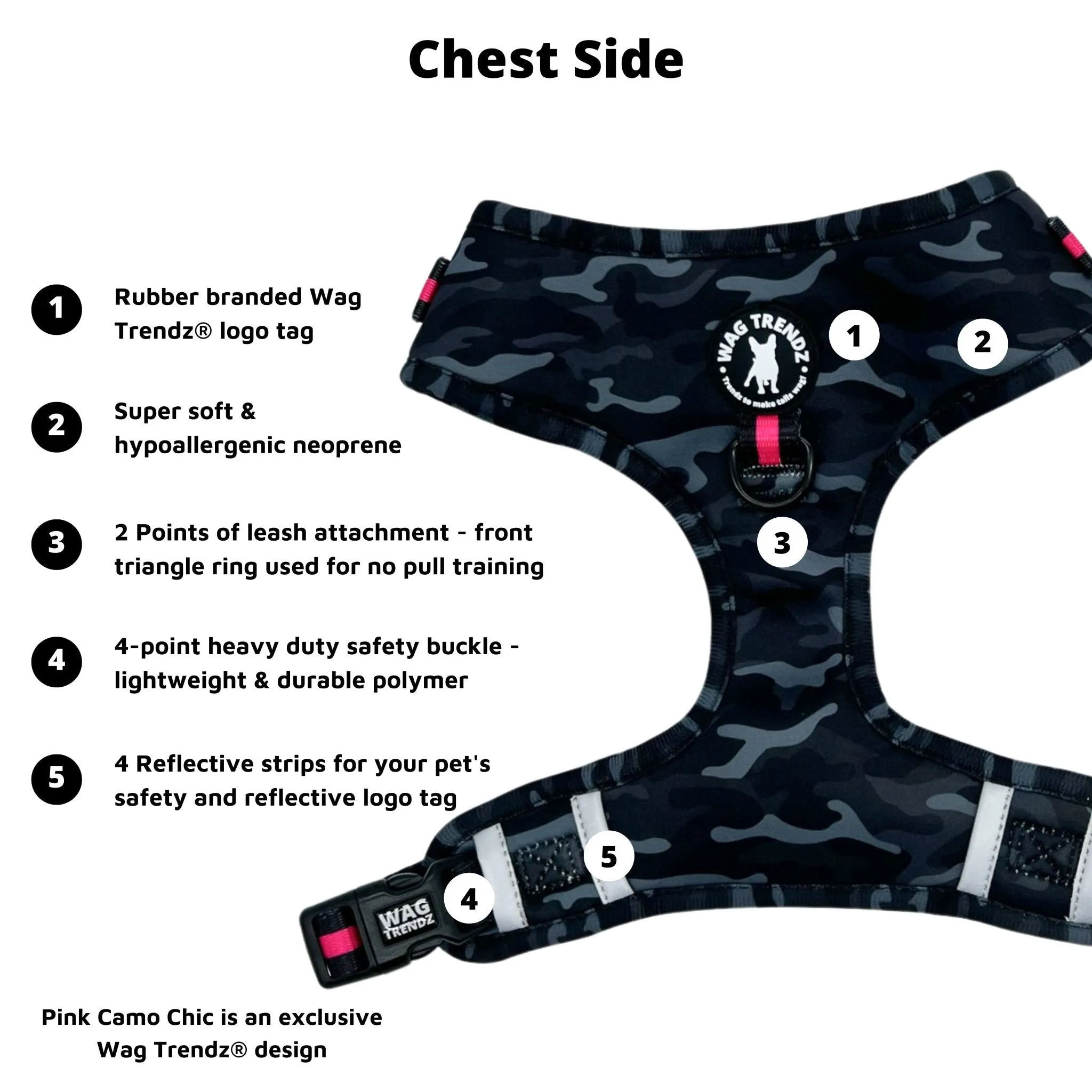 Dog Harness and Leash Set | Camo Chic (SHēk) Pink