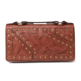 Fashion Double Zipper Stitching Bag With Rivets / Punk Hand Purse