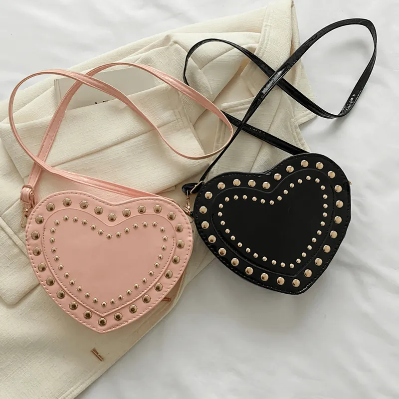 Fashion Heart Shape Small Bag with Rivets / Single Shoulder Women's Bag