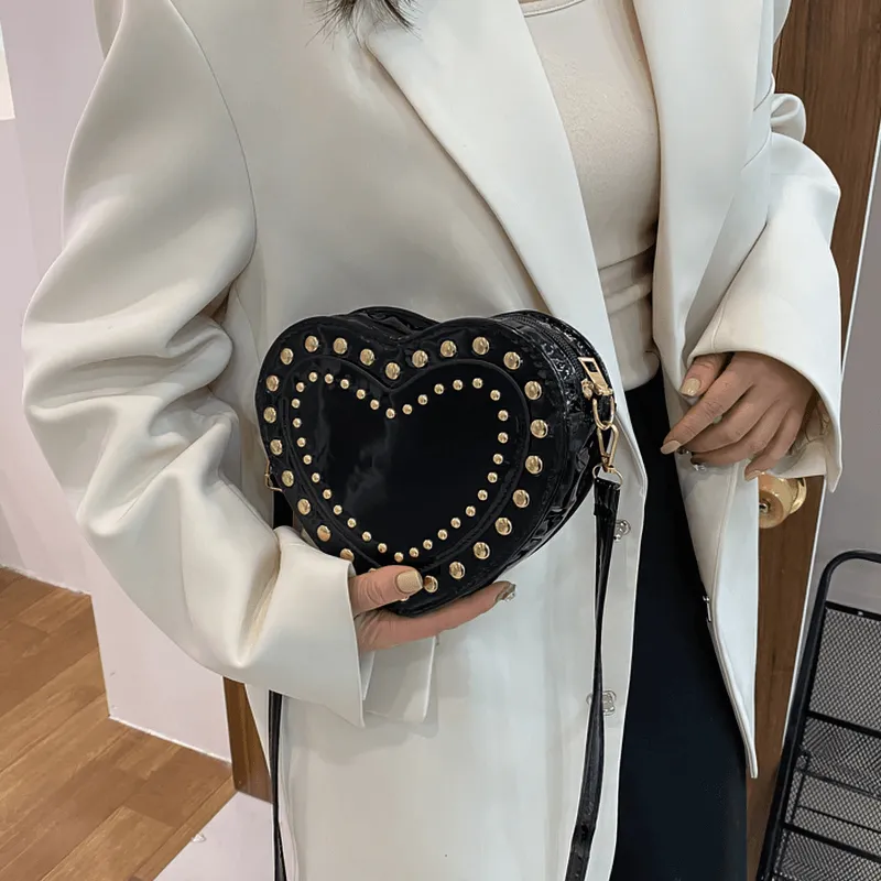 Fashion Heart Shape Small Bag with Rivets / Single Shoulder Women's Bag