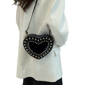 Fashion Heart Shape Small Bag with Rivets / Single Shoulder Women's Bag
