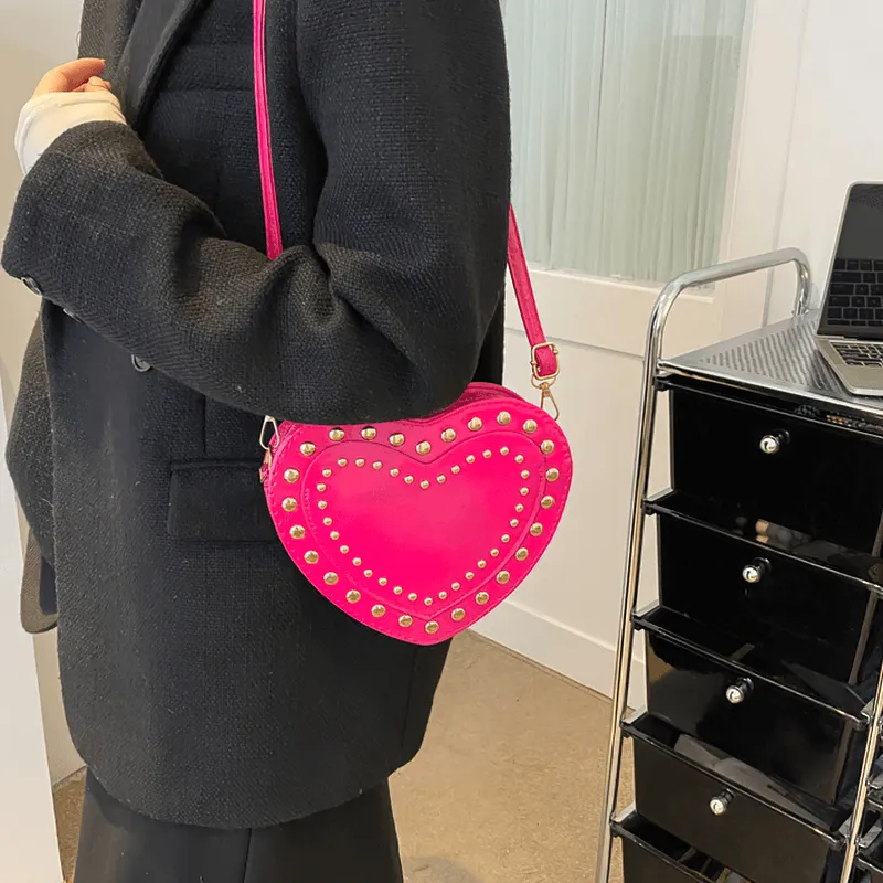 Fashion Heart Shape Small Bag with Rivets / Single Shoulder Women's Bag