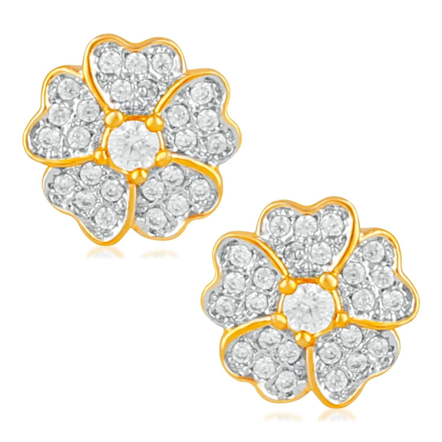 Flowery Cubic Zirconia Stud Earrings