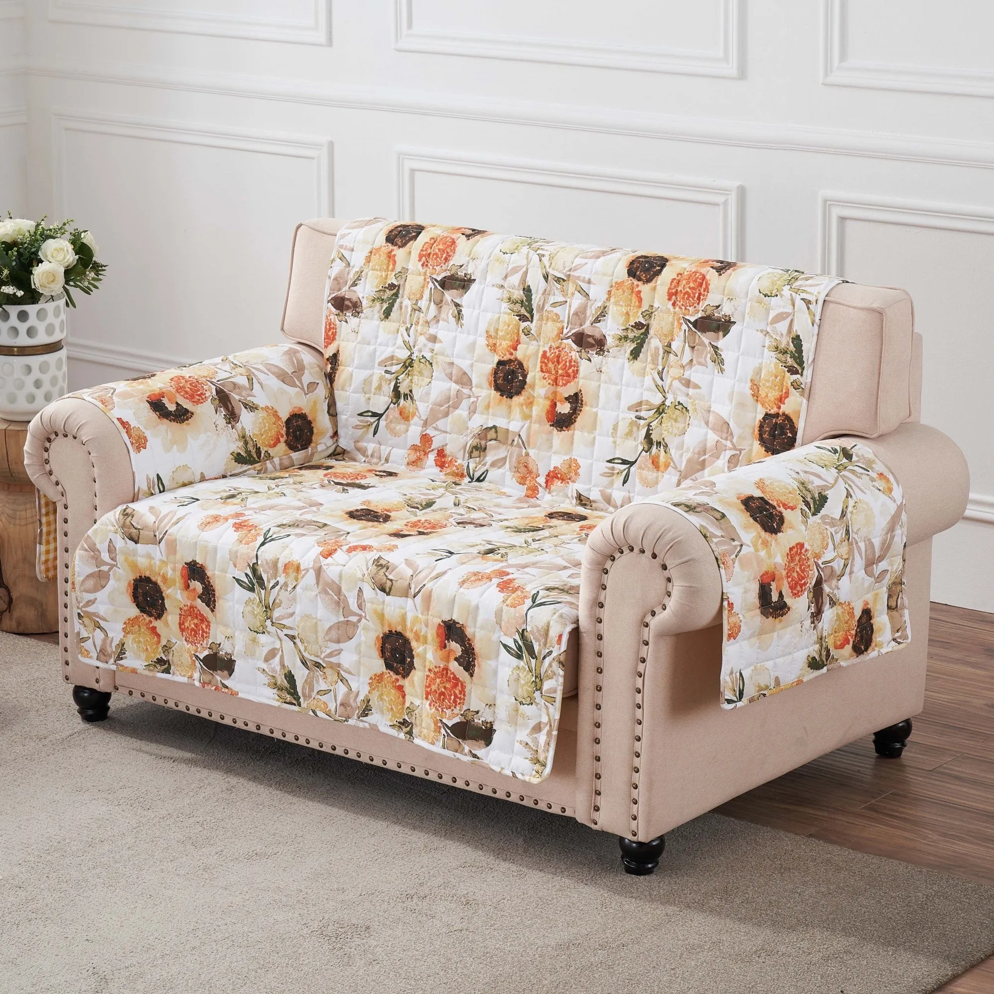 Greenland Home Somerset Quilted Reversible Furniture Cover, Gold