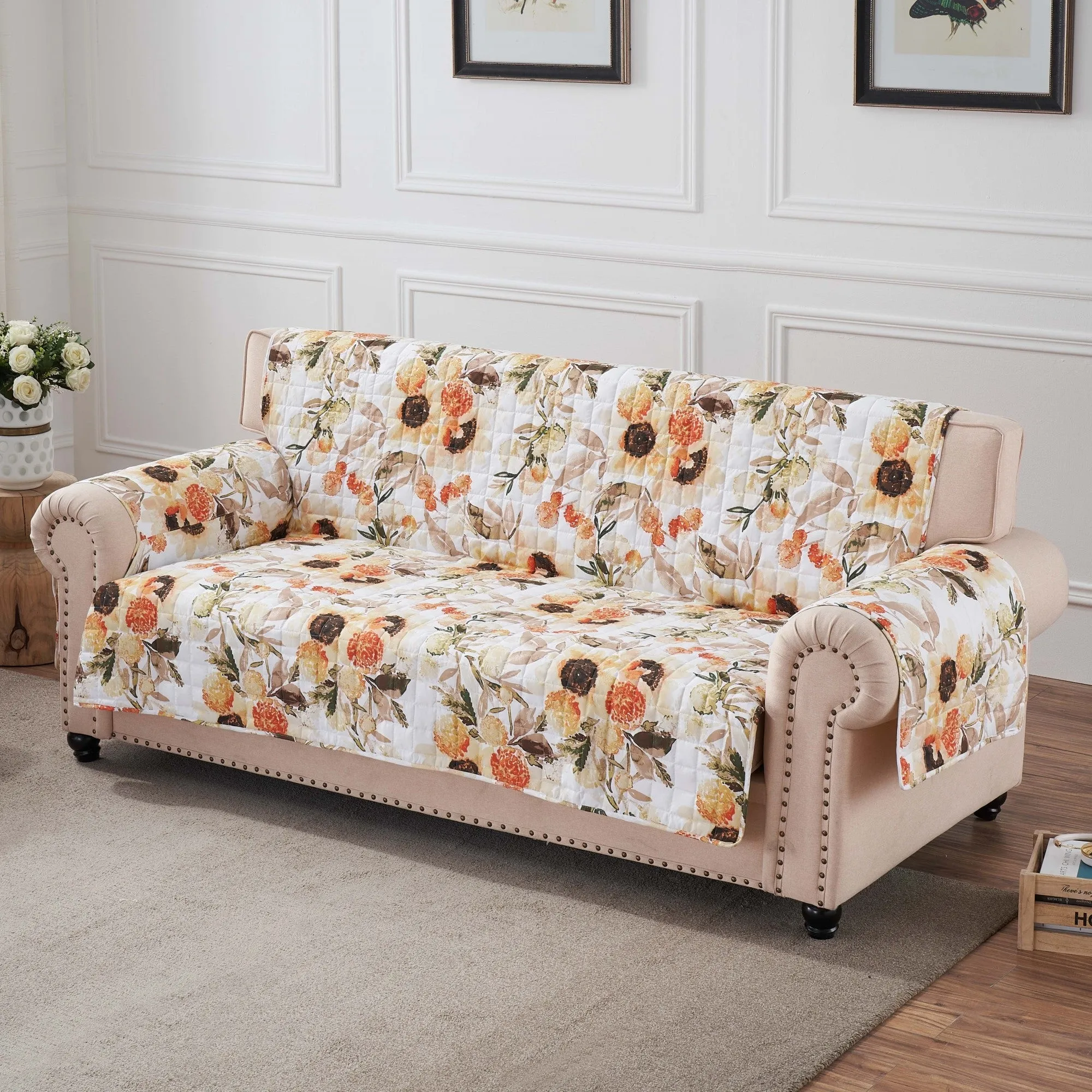 Greenland Home Somerset Quilted Reversible Furniture Cover, Gold