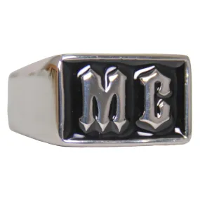 Hot Leathers JWR2129 Men's Silver 'MC' Stainless Steel Ring