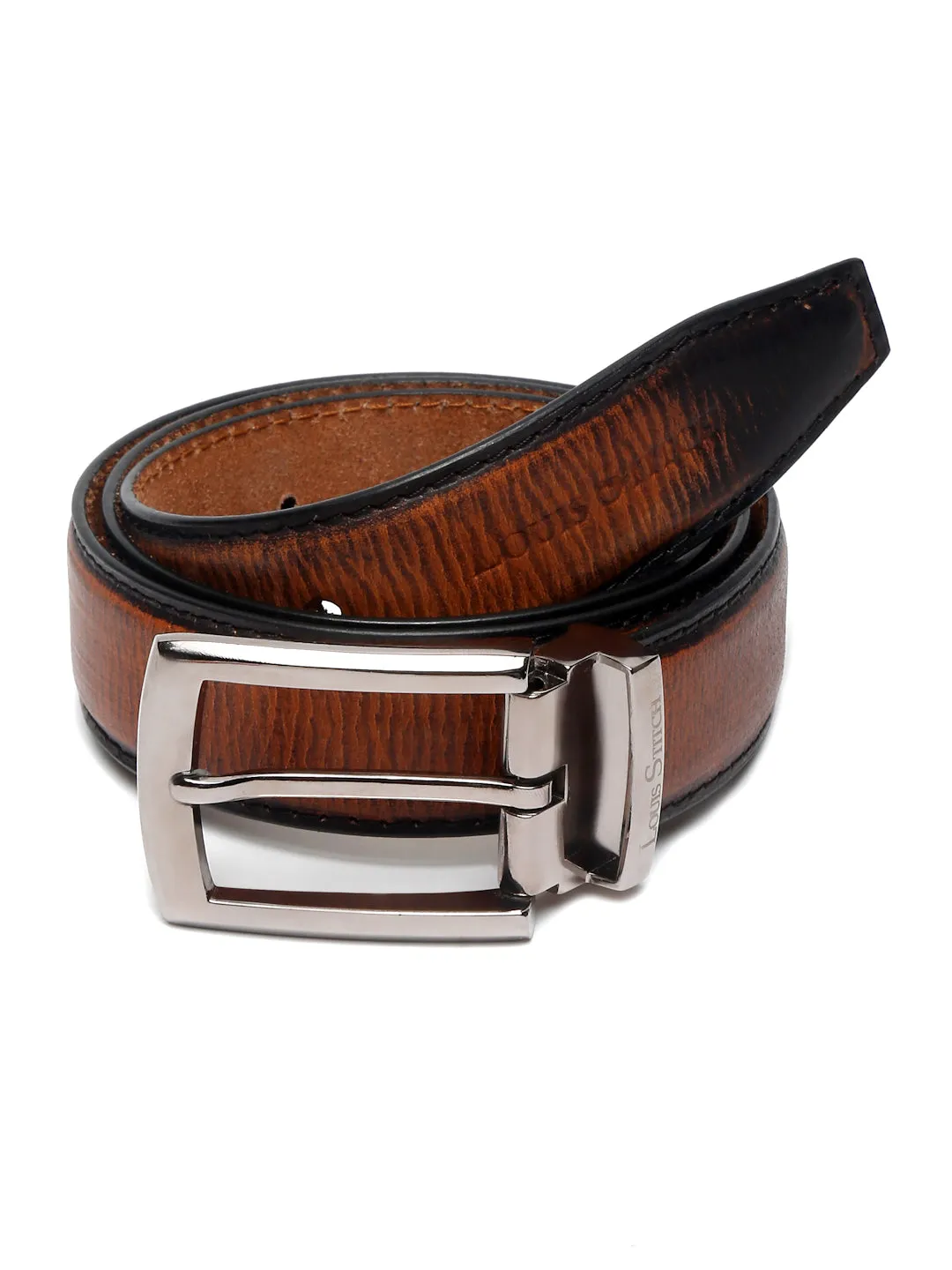 LOUIS STITCH Men's Cigar Brown Italian Raw Leather Belt Premium Hand Padded Casual Belts for Men