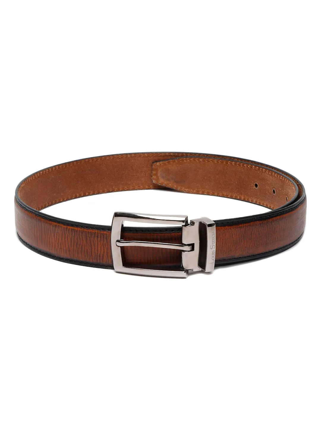 LOUIS STITCH Men's Cigar Brown Italian Raw Leather Belt Premium Hand Padded Casual Belts for Men