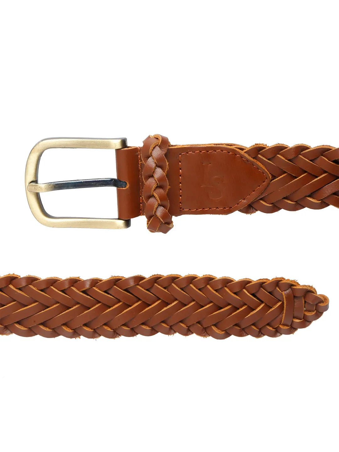 LOUIS STITCH Men's Russet Tan Italian Leather Belt Premium Spanish Style Weaved Casual Belts for Men