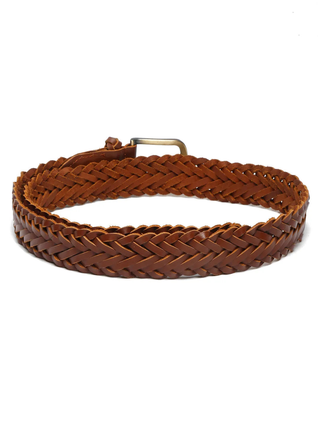 LOUIS STITCH Men's Russet Tan Italian Leather Belt Premium Spanish Style Weaved Casual Belts for Men