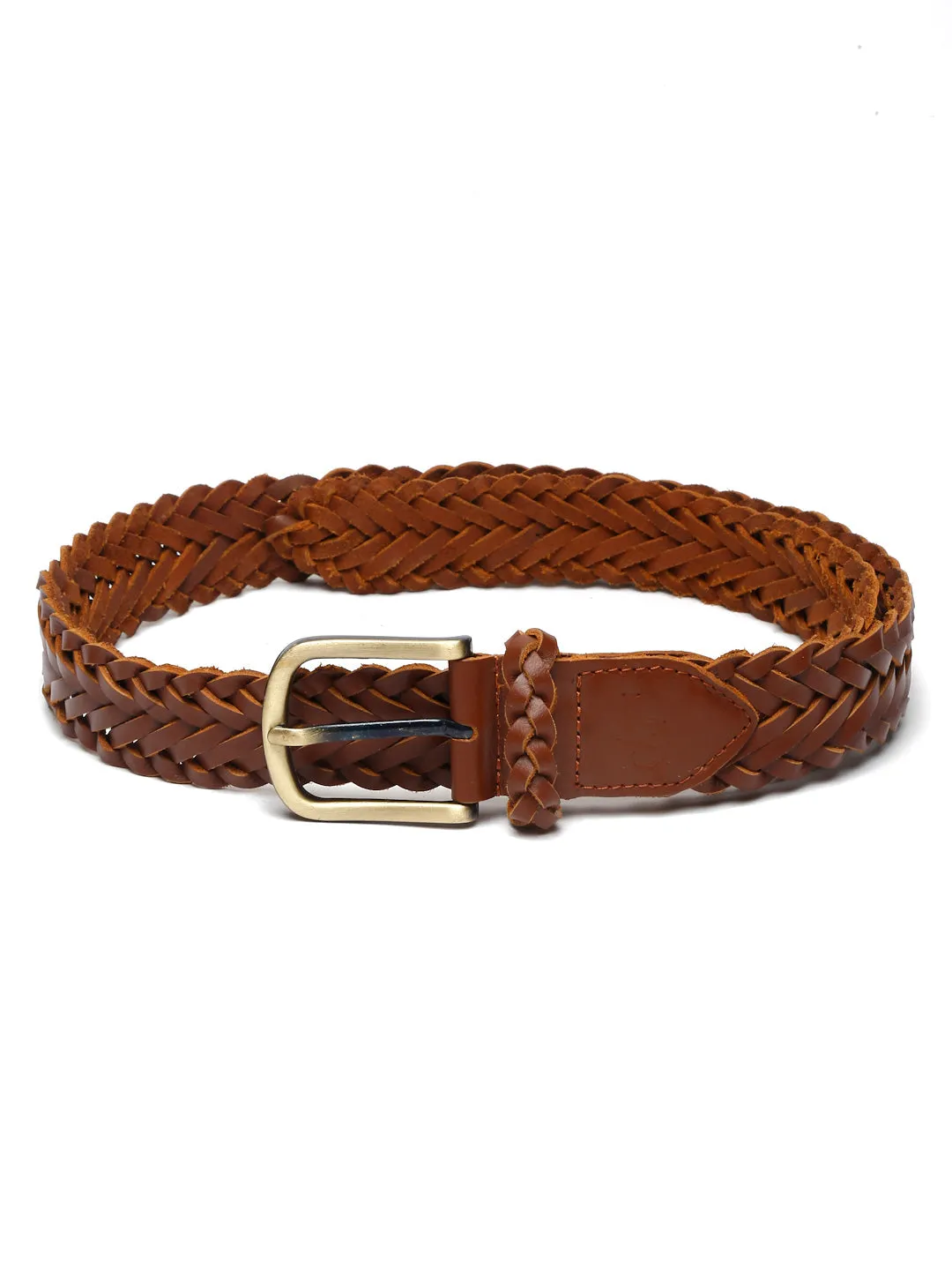 LOUIS STITCH Men's Russet Tan Italian Leather Belt Premium Spanish Style Weaved Casual Belts for Men