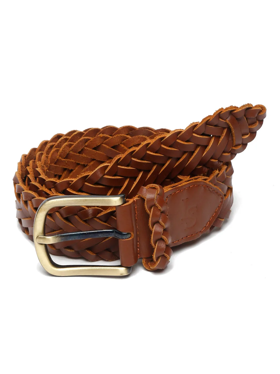 LOUIS STITCH Men's Russet Tan Italian Leather Belt Premium Spanish Style Weaved Casual Belts for Men