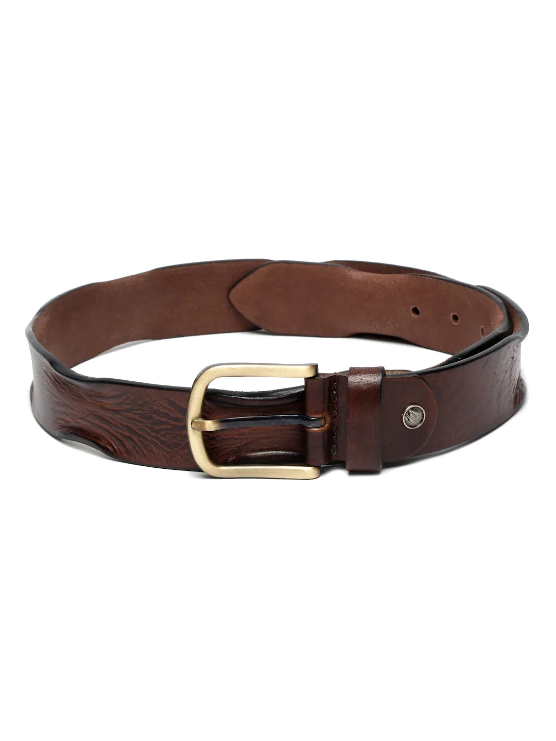 LOUIS STITCH Men's Rust Brown Italian Leather Belt Premium Spanish Style Casual Belts for Men