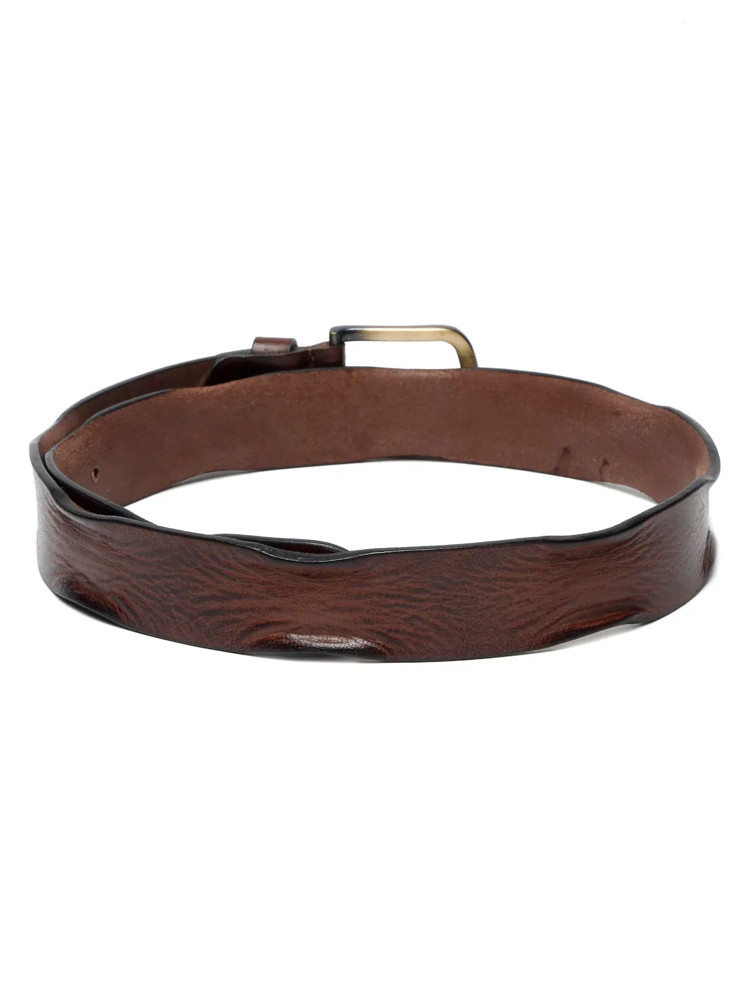LOUIS STITCH Men's Rust Brown Italian Leather Belt Premium Spanish Style Casual Belts for Men