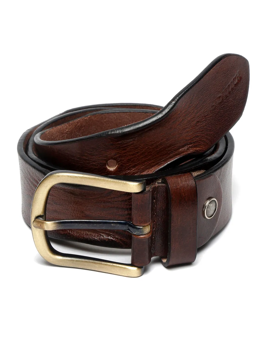LOUIS STITCH Men's Rust Brown Italian Leather Belt Premium Spanish Style Casual Belts for Men