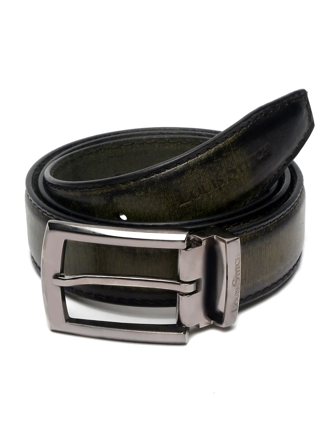 LOUIS STITCH Men's Seaweed Green Italian Raw Leather Belt Premium Hand Padded Casual Belts for Men