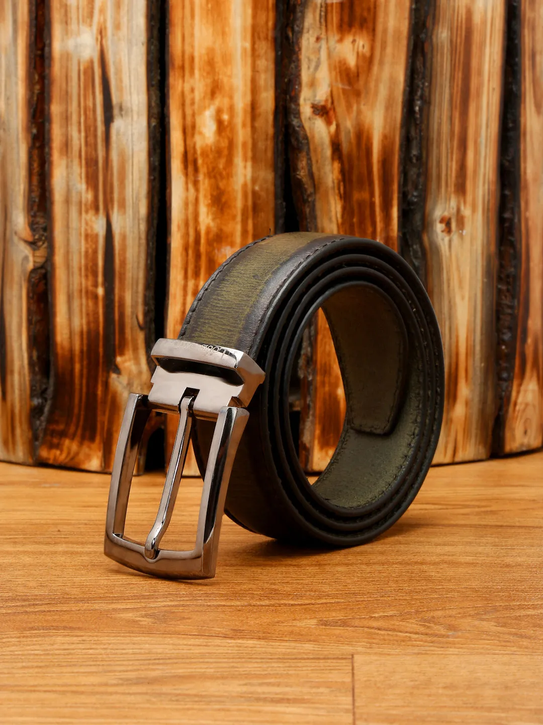 LOUIS STITCH Men's Seaweed Green Italian Raw Leather Belt Premium Hand Padded Casual Belts for Men