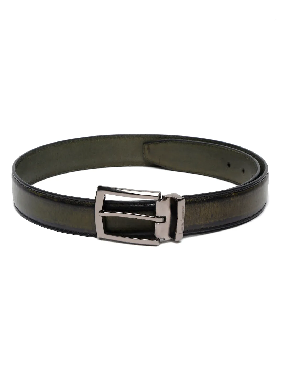 LOUIS STITCH Men's Seaweed Green Italian Raw Leather Belt Premium Hand Padded Casual Belts for Men