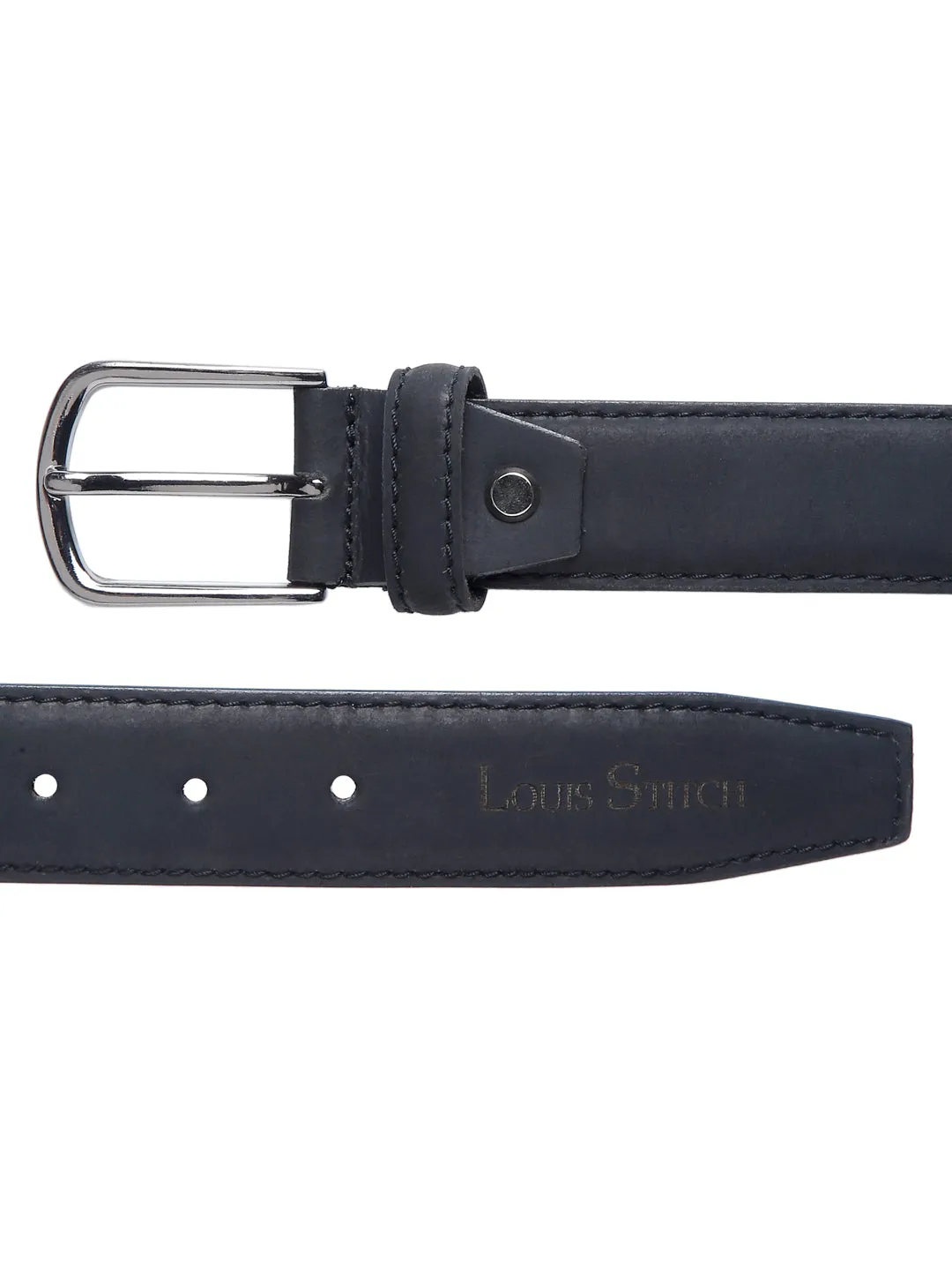 Men's Black Italian Leather Belt Handcrafted With Chrome Buckle