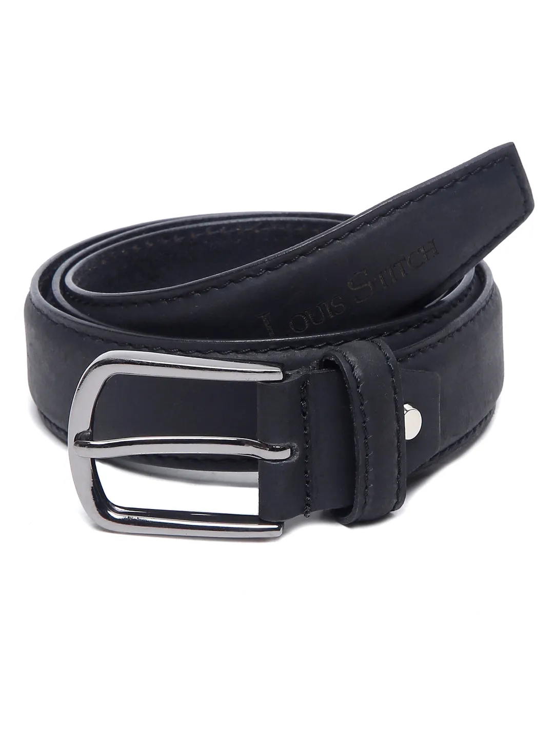Men's Black Italian Leather Belt Handcrafted With Chrome Buckle
