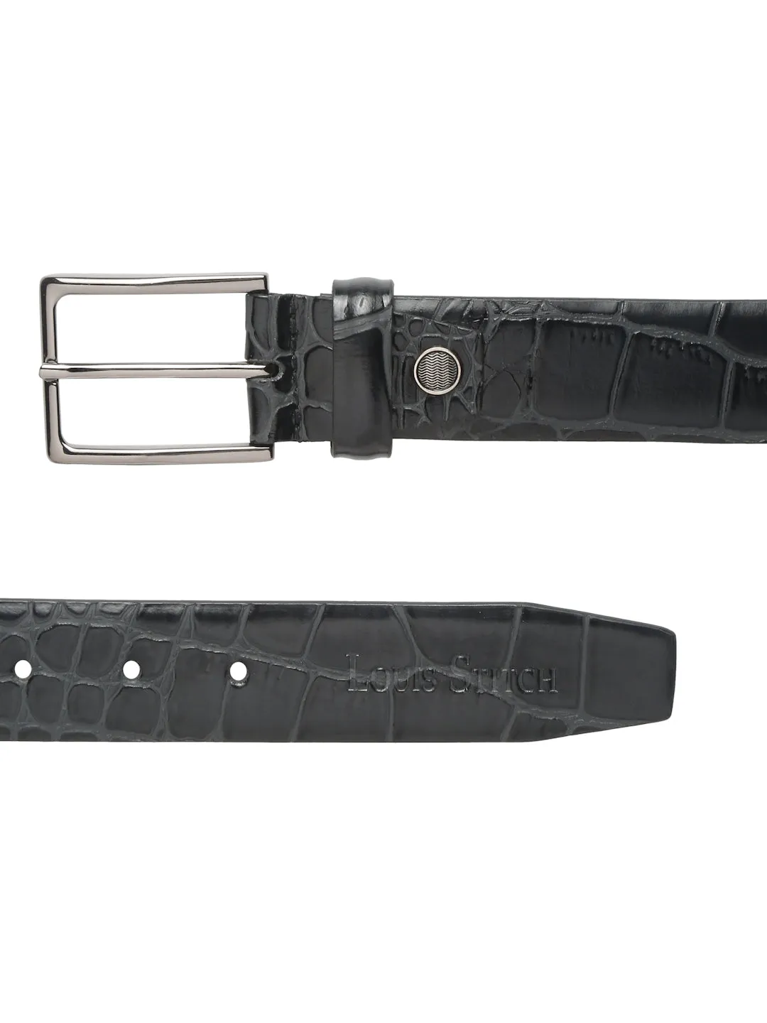 Men's Olive Black Casual Italian Leather Belt For Men