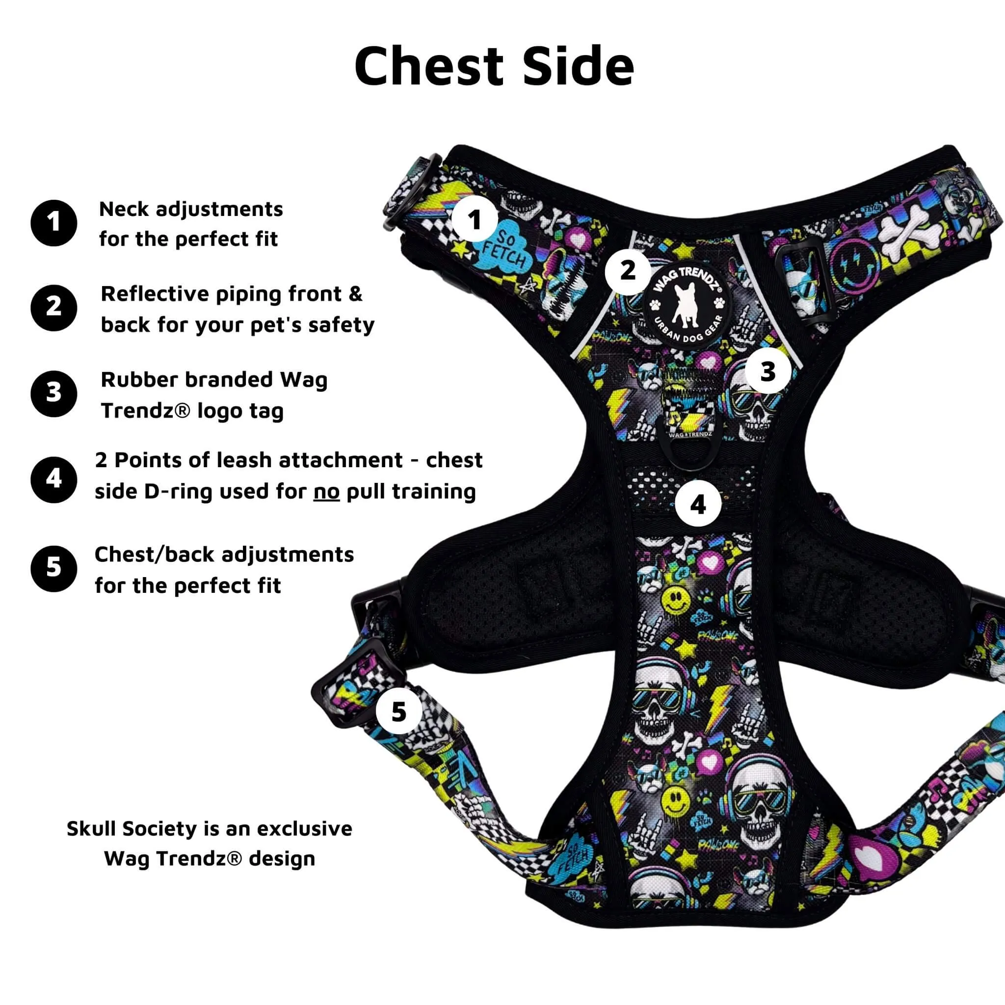 No Pull Dog Harness With Handle | Skull Society