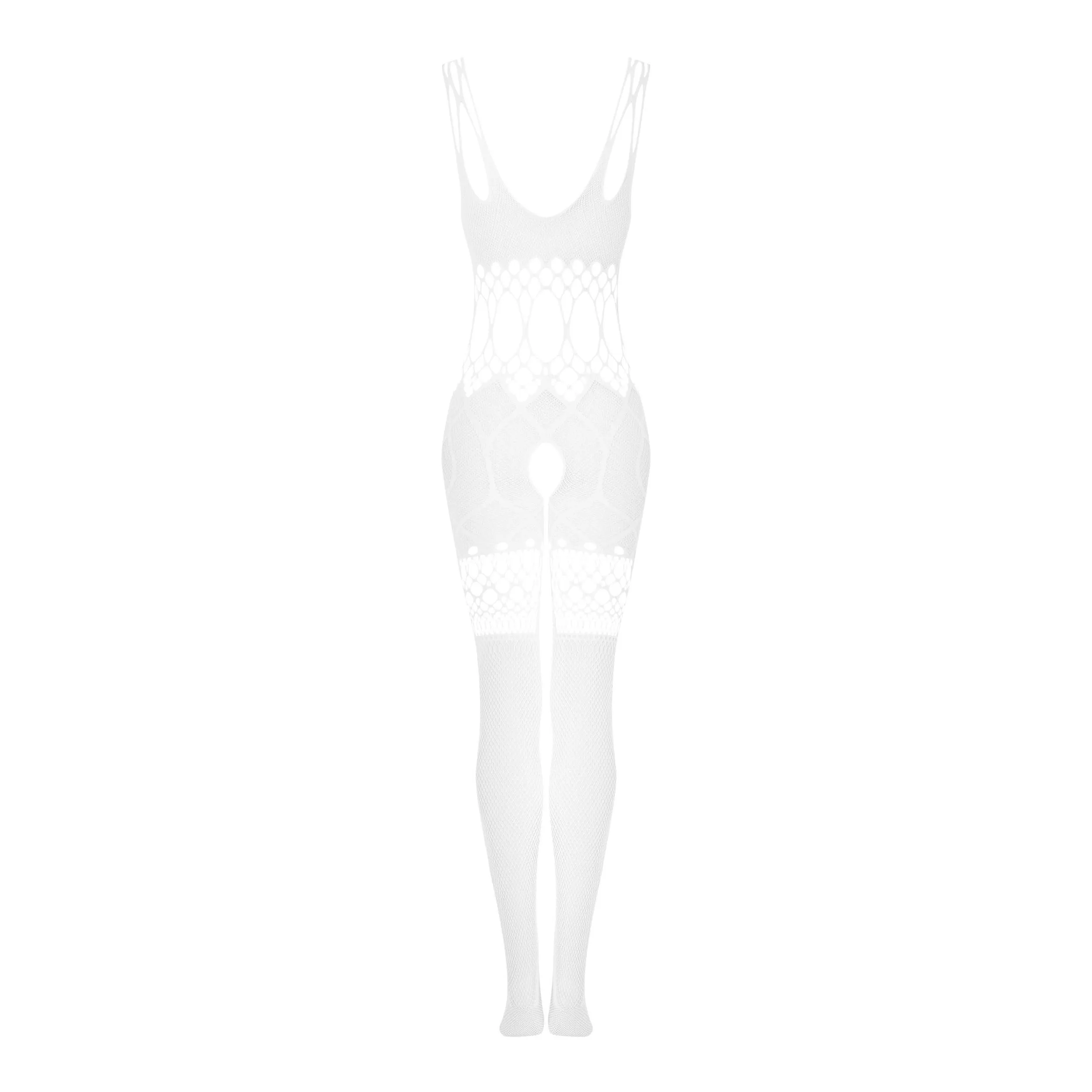 Sexy Cutouts Crotchless Bodystocking Obsessive White