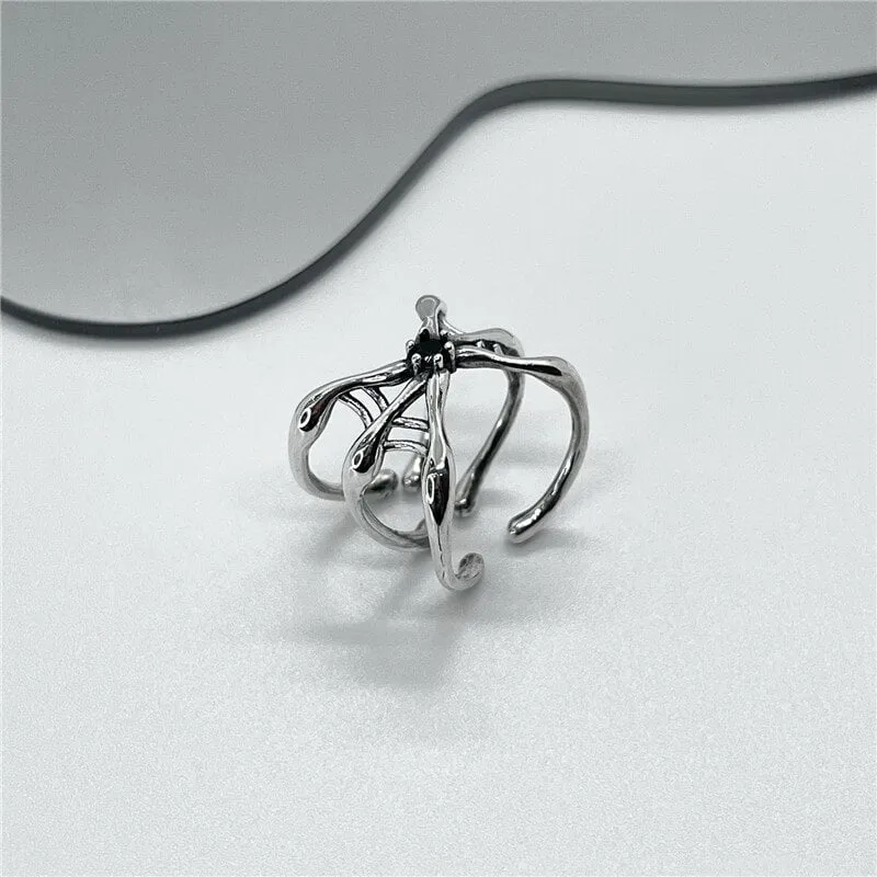 Simple Spider Web Sterling Silver Open Ring