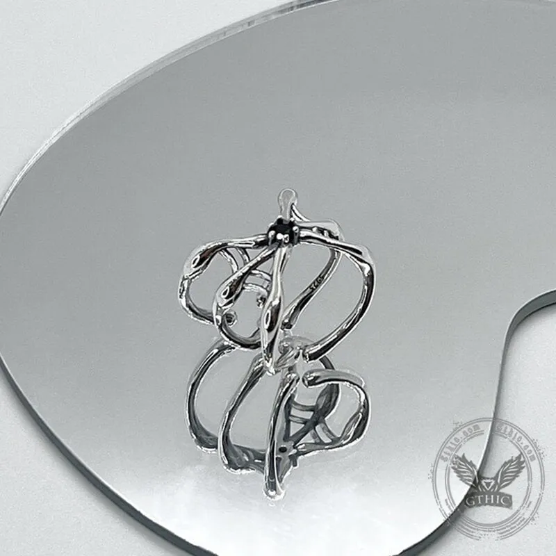 Simple Spider Web Sterling Silver Open Ring