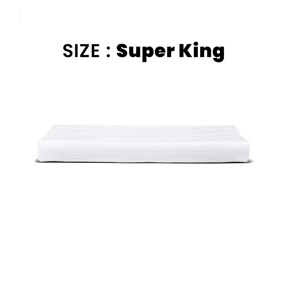 THS Zen Stripes Super King Cotton Flat Bed Sheet White
