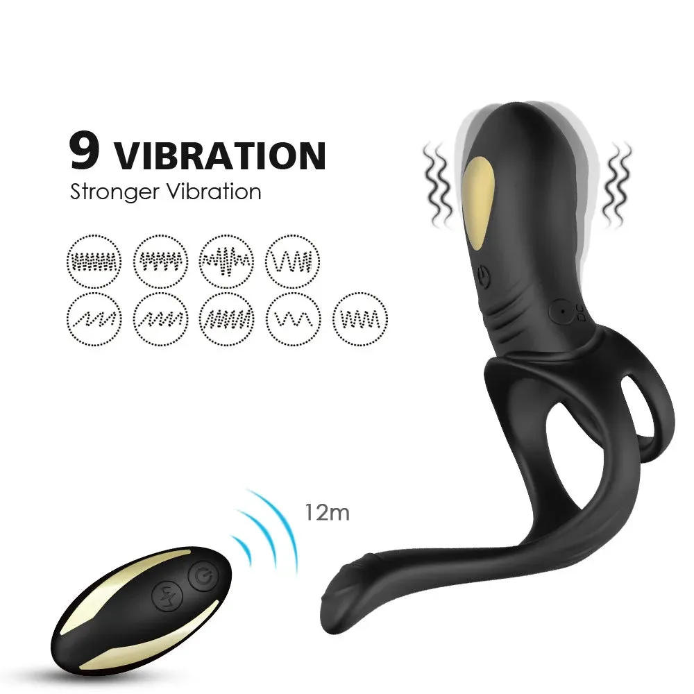 Vibrating Penis Ring with Clitoral and G-Spot Stimulation for Couples