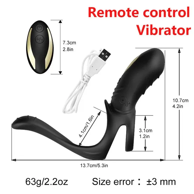Vibrating Penis Ring with Clitoral and G-Spot Stimulation for Couples