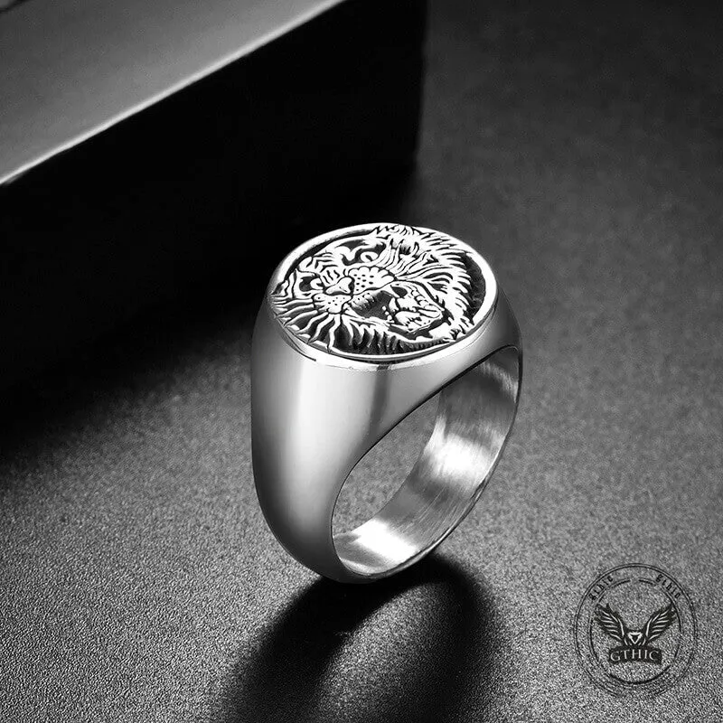 Vintage Roaring Tiger Head Stainless Steel Ring