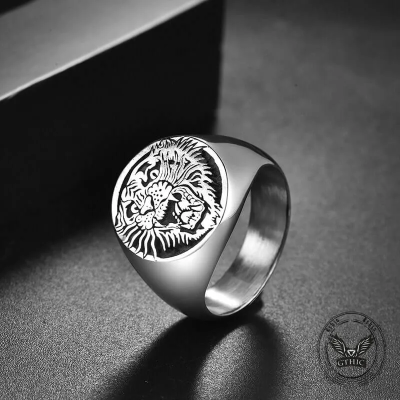 Vintage Roaring Tiger Head Stainless Steel Ring