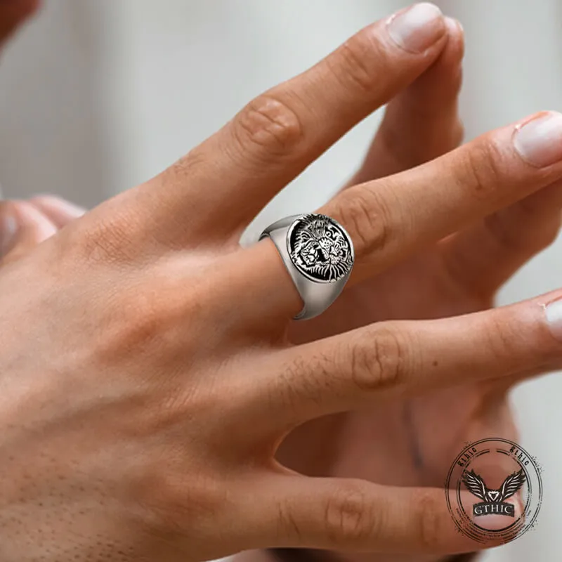 Vintage Roaring Tiger Head Stainless Steel Ring