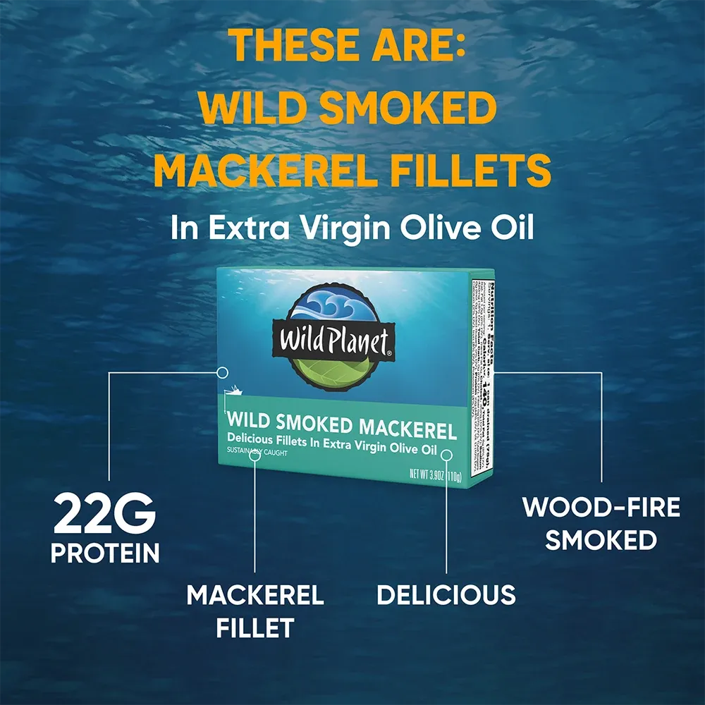 Wild Smoked Mackerel Fillets in Extra Virgin Olive Oil